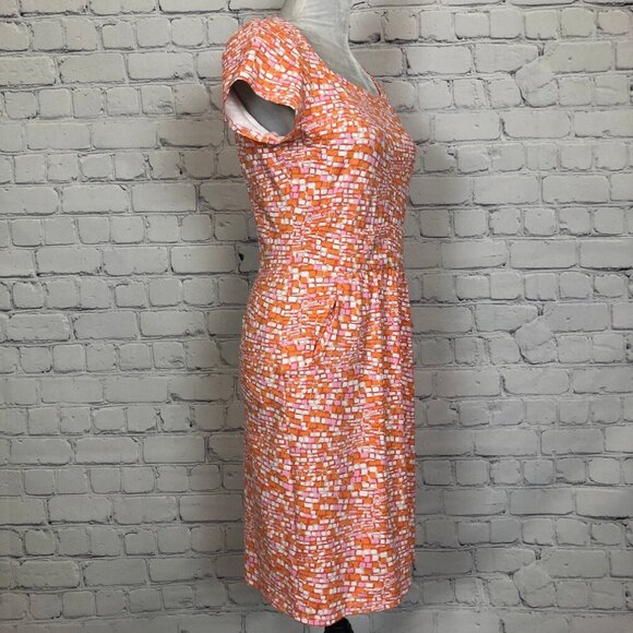 J McLaughlin Catalina Cloth Cap Sleeve Orange Tile Print Dress Size S - Picture 2 of 7